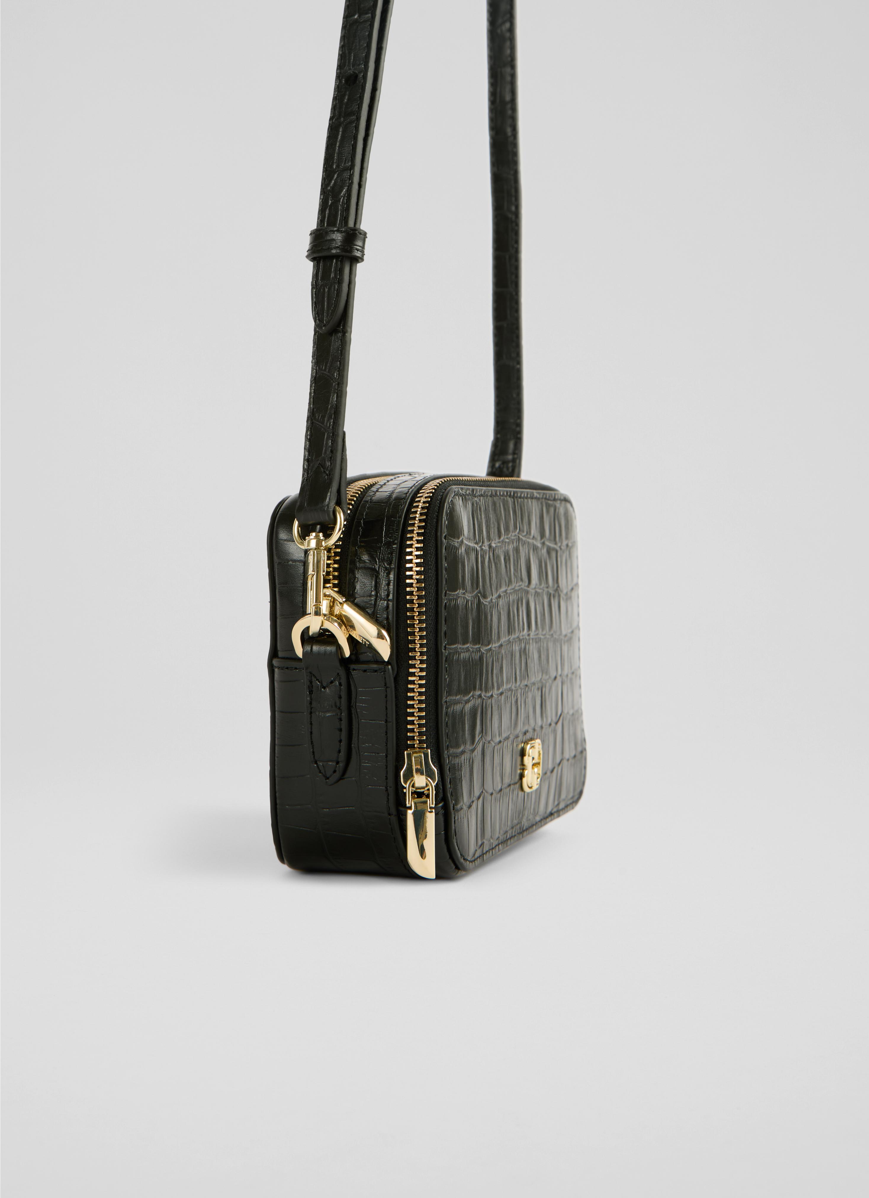 Kira Black Croc Effect Bag | Handbags | Collections | L.K.Bennett